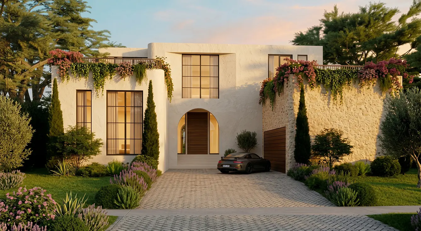 4582 Royal Palm Ave arched entry and driveway