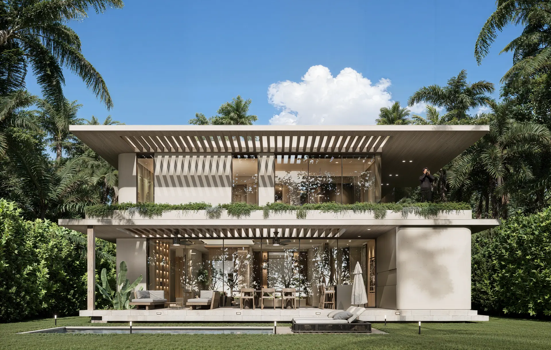 845 Fairway covered terrace and pool